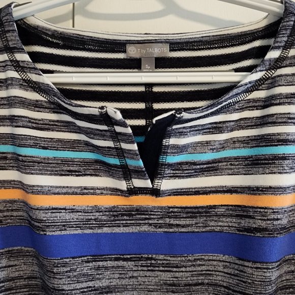 T by Talbots Sleeveless Striped Dress with Kangaroo pocket Size Small Petite - Picture 3 of 8